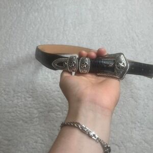 Tony lama mens brown leather country croc western belt USA made C42123‎